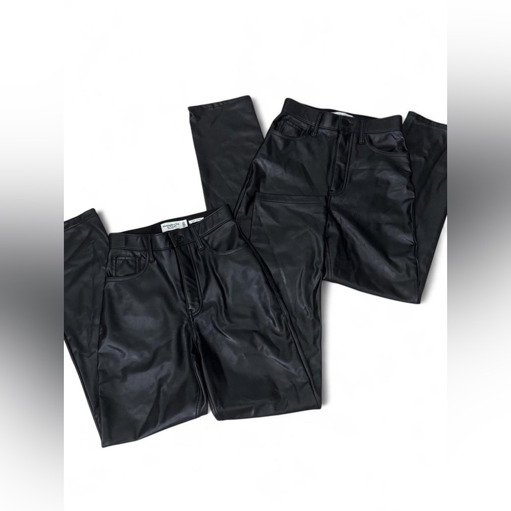Abercrombie & Fitch Black Faux Leather Straight Leg Pants Bundle